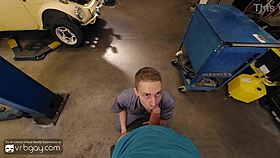 Gay Twink Mechanic Delivers Intense Blowjob And Anal Fuck Before Boss Arrives
