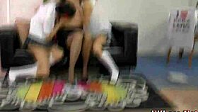 Hey, this classy British chick in stockings licks her lez partner!