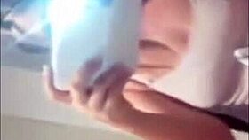 squirting babe flims herself in front of the mirror