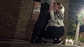 Risky bar blowjob and downtown sucking