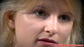 Bound submissive spreads for maledom master with dildo toys and close-up fetish