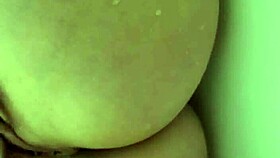 Teen girlfriend masturbates in shower, cream running down shaved legs