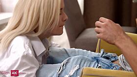 skinny teen with tan lines gets anal riding and creampie