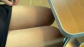 Asian ladyboy teases with new thong in convenience store