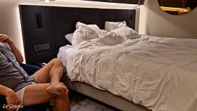 so this cuckold husband brought a tattooed stranger to their hotel to bang his blonde hotwife. wild night!