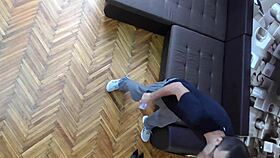 Behind the scenes, mugur and kitana lure explain instructions before their big tits masturbation scene.