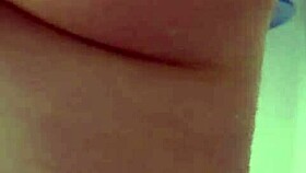 Teen girlfriend masturbates in shower, cream running down shaved legs