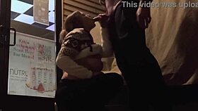 Risky bar blowjob and downtown sucking