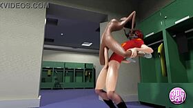 naughty teen cheerleader rides quarterback in locker room 3d cartoon