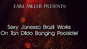 sexy janessa brazil bangs tan dildo poolside
