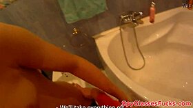 European sweetie pounded hard in bathroom POV
