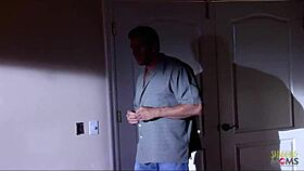 Sex slave gets big cock pleasured by two milf babes in latex!