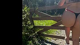 is that big ass wife teasing on the road in her thong?