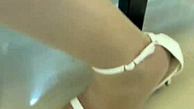 Asian ladyboy teases with new thong in convenience store