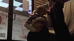 Risky bar blowjob and downtown sucking