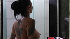 Will Tattooed Brunette Evelyn Buarque Take Cum?