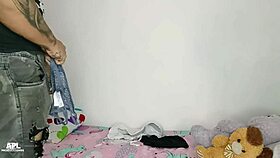 after a shower, i catch my hermanastra’s horny hijastro with my underwear and we end up banging