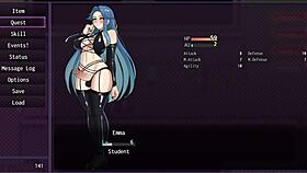In City Of Secret Pt 3, The Horny Slut Exposes Herself To The Whole Class. She Defeats The First Boss In Hentai Gameplay.