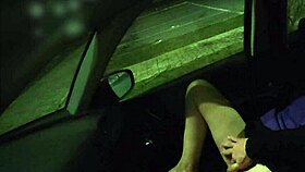 Dogging my wife in public car parking stranger masturbates her pussy until she squirts - caught by voyeur p1 - misscreamy