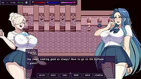 In City Of Secret Pt 3, The Horny Slut Exposes Herself To The Whole Class. She Defeats The First Boss In Hentai Gameplay.