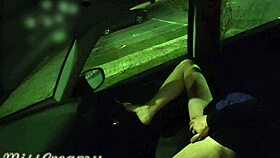 Dogging my wife in public car parking stranger masturbates her pussy until she squirts - caught by voyeur p1 - misscreamy