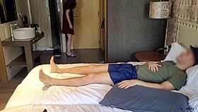 Horny maid says, 'Fuck me in doggystyle, guest!' in hotel room