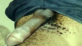 Bold gay twink wanks his hairy big cock solo at home