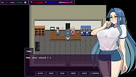 In City Of Secret Pt 3, The Horny Slut Exposes Herself To The Whole Class. She Defeats The First Boss In Hentai Gameplay.