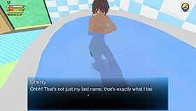 Femdom game in university bathroom with cherry