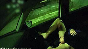 Dogging my wife in public car parking stranger masturbates her pussy until she squirts - caught by voyeur p1 - misscreamy