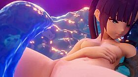 watch mona get involved with a slime in this hentai scene