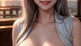 AI generated model girl flaunts massive big tits in art 20