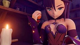 watch mona get involved with a slime in this hentai scene