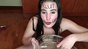 Teen Slut Humiliates Herself With Dirty Fruits