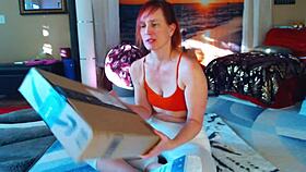 Dress try on and unboxing with girlfriend slut gay pussy shaved big ass babe cute wife hairless