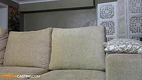 so, this skinny black babe got her tight ass pounded by a big white cock agent during casting.