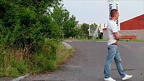 Daring Street Threesome With Petite Teen