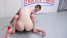 Hot Naked Lesbian Wrestling with Alexa Nova vs Charlotte Sartre. Winner Takes All with Strapon Action!