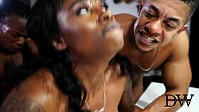 Voluptuous ebony woman DESIRES a GANGBANG with two BIG BLACK COCKS.