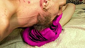 sloppy slobbering on his massive dick with skinny feet toes small tits ass licking deepthroat hairless sucking