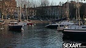 stunning redhead jia lissa rides a huge dildo to multiple orgasms