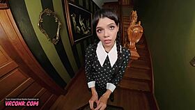 VR Conk Harley Haze as Horny Wednesday Addams in Hardcore VR Fuck