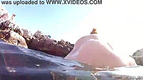 bbw shows off hairy pussy while walking nude in public spots