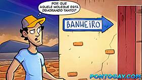 Young virgin in crossdressing loses his virginity to a male prostitute in bareback gay sex