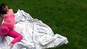 the slut gets bent over for doggystyle pussy licking in public