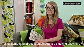 Casting of Tight Gwyneth’s Virgin Blonde Pussy Up Close