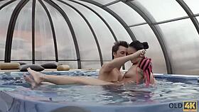 Wow, old guy scores big making love to a stunning young 18+ lady with Old4k!