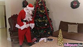 Latina teen 18+ brunette babe sucks tits and ass in christmas blowjob with xander corvus nikki capone.