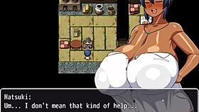 Natsuki enjoys a naked bath in the hentai game