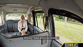 blonde mom with perfect fake tits in taxi, intriguing contrast